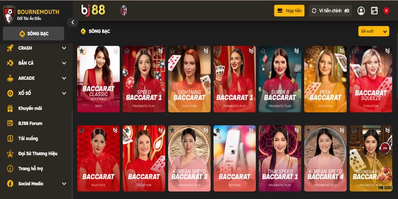 Trải nghiệm chơi Baccarat BJ88 với giao diện, đồ họa sống động